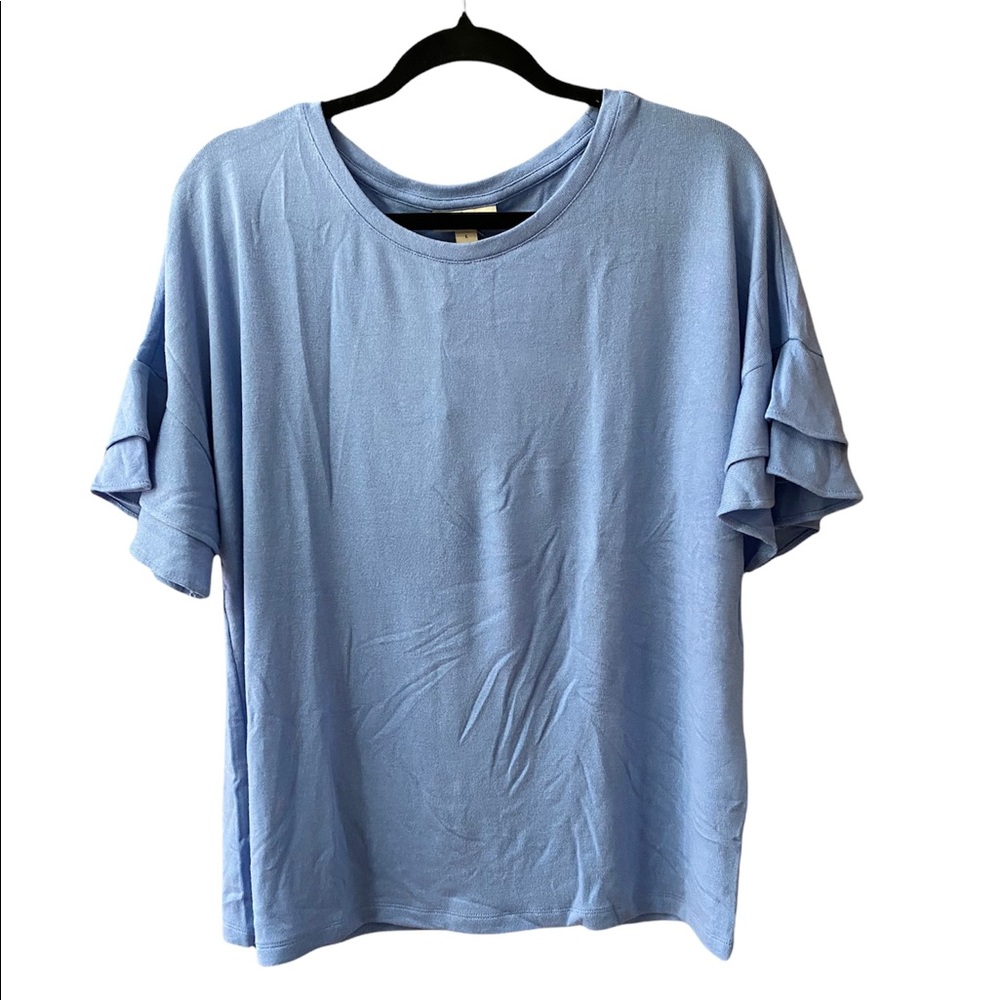 NWT Light Blue Flutter Short Sleeve Top by Style & Co.